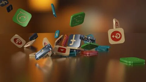 3d rendering social networking icons Stock-Illustration