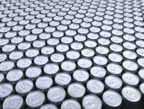 3D rendering of soda and beer cans lots of tin cans Stock Footage 125846552