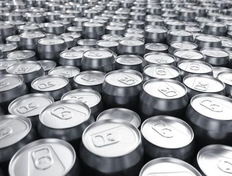 3D rendering of soda and beer cans lots of tin cans 스톡 일러스트