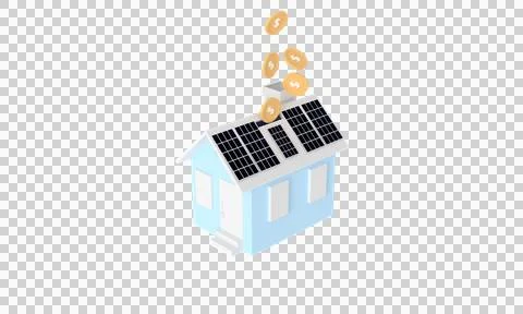 3d rendering Solar panel house money saving electricity bill concept minimal 스톡 일러스트