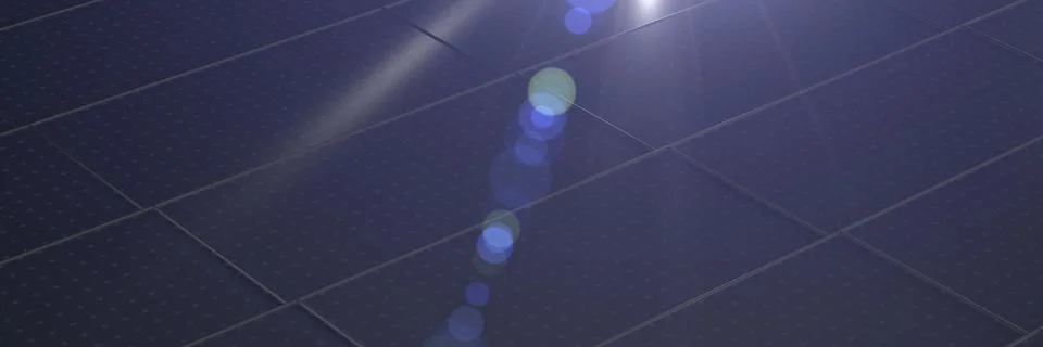 3D rendering of the solar panels with sunlight and blue sky background Stock Illustration
