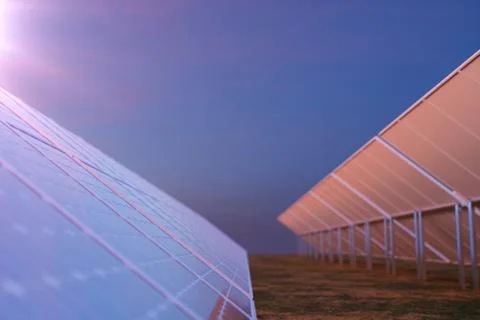 3D rendering solar power generation technology. Alternative energy. Solar Stock Illustration