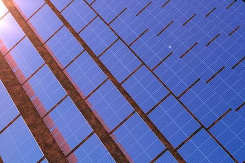 3D rendering solar power generation technology. Alternative energy. Solar Stock Illustration