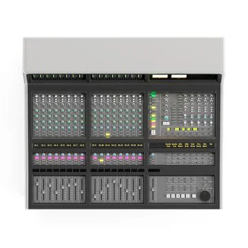 3D rendering of a Solid State Logic Matrix2 Delta Mixing Console on a white back Stock Illustration