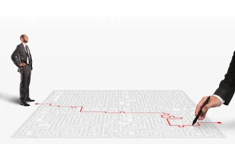 3D Rendering solution for the maze Stock Photos