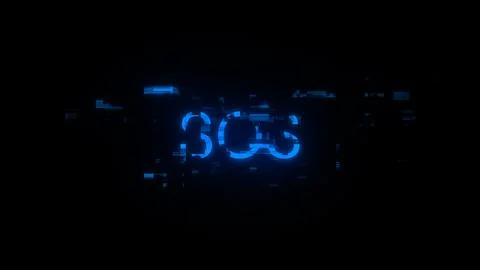 3D rendering SOS text with screen effects of technological glitches 스톡 사진