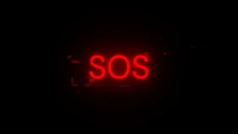 3D rendering SOS text with screen effects of technological glitches 스톡 사진