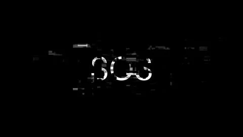 3D rendering SOS text with screen effects of technological glitches 스톡 사진