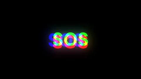 3D rendering SOS text with screen effects of technological glitches 스톡 사진