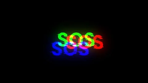 3D rendering SOS text with screen effects of technological glitches 스톡 사진