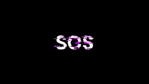 3D rendering SOS text with screen effects of technological glitches Foto stock