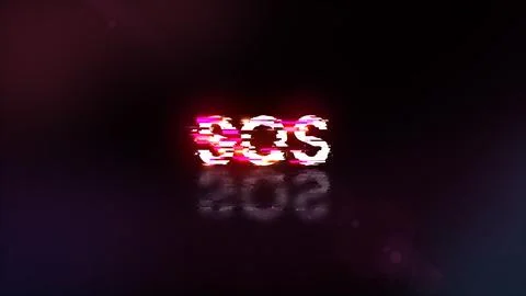 3D rendering SOS text with screen effects of technological glitches Foto stock