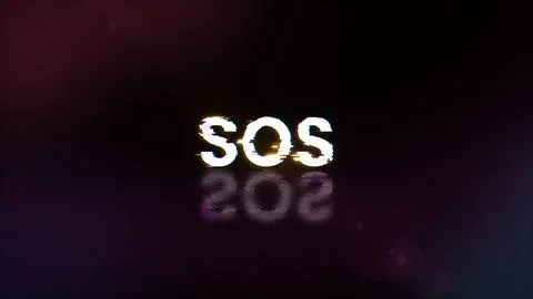 3D rendering SOS text with screen effects of technological glitches 스톡 사진