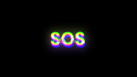 3D rendering SOS text with screen effects of technological glitches Stock-Fotos