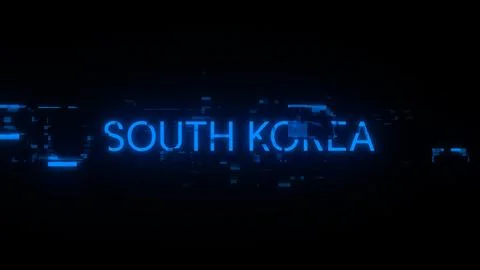 3D rendering South Korea text with screen effects of technological glitches 스톡 일러스트