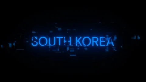 3D rendering South Korea text with screen effects of technological glitches 库存插图