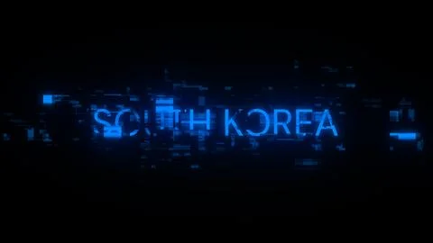 3D rendering South Korea text with screen effects of technological glitches Stock Illustration