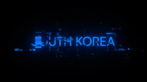 3D rendering South Korea text with screen effects of technological glitches 库存插图