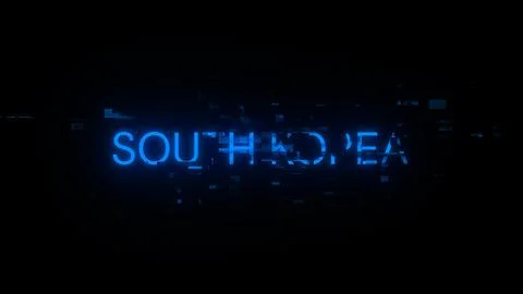 3D rendering South Korea text with screen effects of technological glitches 스톡 일러스트
