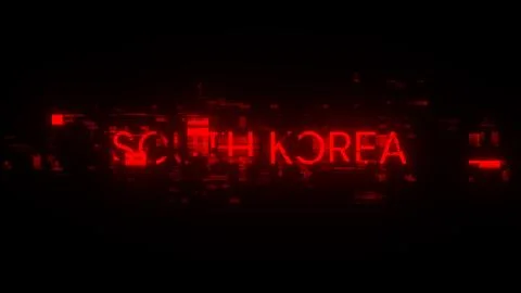 3D rendering South Korea text with screen effects of technological glitches Illustrazione stock
