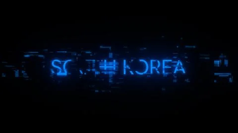 3D rendering South Korea text with screen effects of technological glitches 库存插图