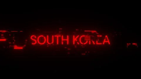 3D rendering South Korea text with screen effects of technological glitches 库存插图