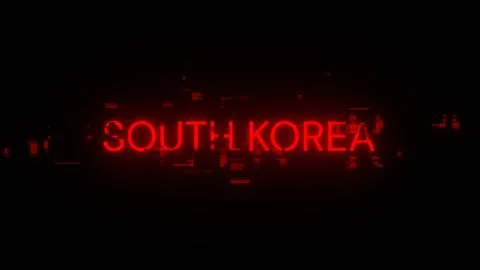 3D rendering South Korea text with screen effects of technological glitches 库存插图