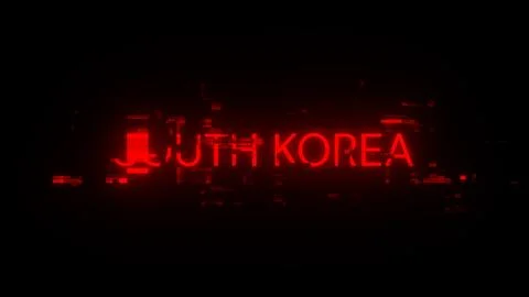 3D rendering South Korea text with screen effects of technological glitches 库存插图