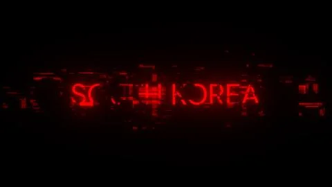 3D rendering South Korea text with screen effects of technological glitches Stockillustratie