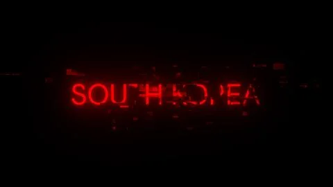 3D rendering South Korea text with screen effects of technological glitches Stock-Illustration