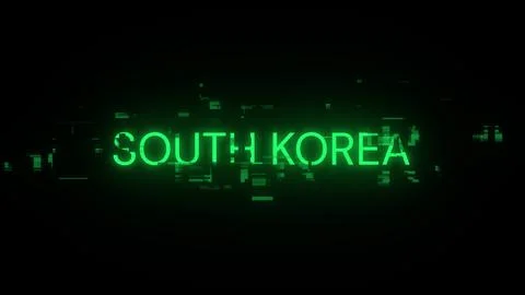 3D rendering South Korea text with screen effects of technological glitches Stockillustratie