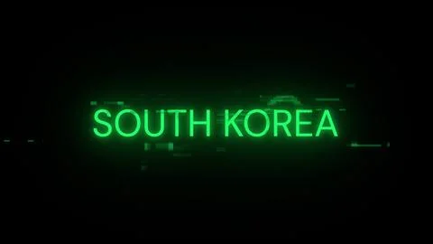 3D rendering South Korea text with screen effects of technological glitches Stock Illustration