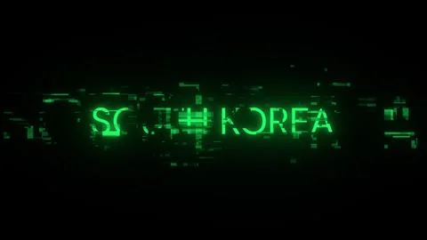 3D rendering South Korea text with screen effects of technological glitches Illustrazione stock