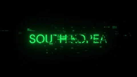 3D rendering South Korea text with screen effects of technological glitches 库存插图