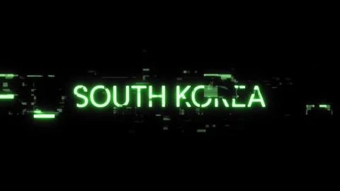 3D rendering South Korea text with screen effects of technological glitches Stockillustratie
