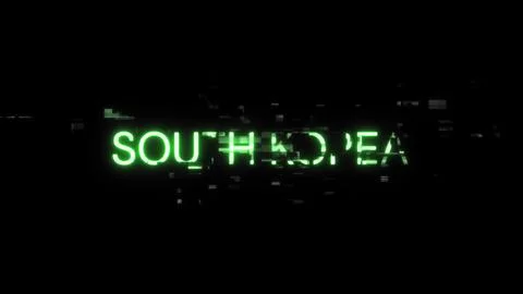 3D rendering South Korea text with screen effects of technological glitches Illustrazione stock
