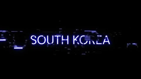 3D rendering South Korea text with screen effects of technological glitches Stock-Illustration