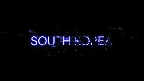 3D rendering South Korea text with screen effects of technological glitches 库存插图