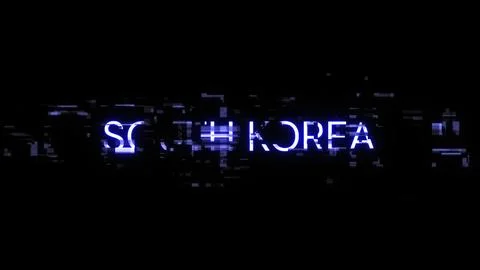 3D rendering South Korea text with screen effects of technological glitches 스톡 일러스트