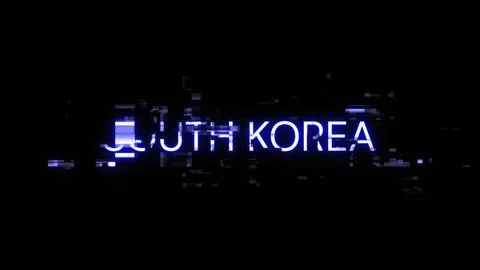3D rendering South Korea text with screen effects of technological glitches 스톡 일러스트