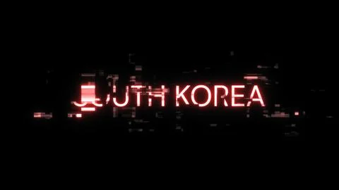 3D rendering South Korea text with screen effects of technological glitches 库存插图
