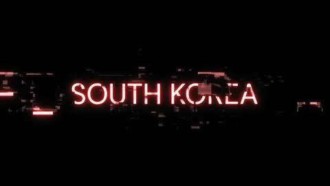 3D rendering South Korea text with screen effects of technological glitches 스톡 일러스트