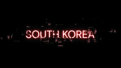 3D rendering South Korea text with screen effects of technological glitches 스톡 일러스트