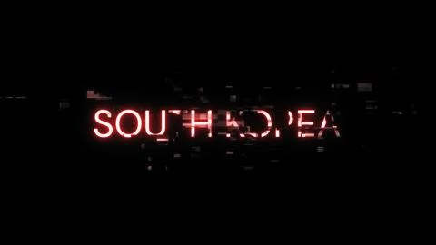 3D rendering South Korea text with screen effects of technological glitches Stock Illustration
