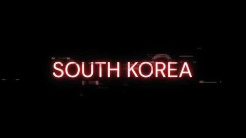 3D rendering South Korea text with screen effects of technological glitches Illustrazione stock