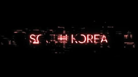 3D rendering South Korea text with screen effects of technological glitches Stock-Illustration