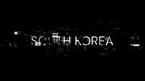 3D rendering South Korea text with screen effects of technological glitches Stockillustratie