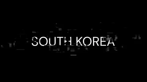 3D rendering South Korea text with screen effects of technological glitches 库存插图