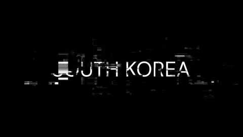 3D rendering South Korea text with screen effects of technological glitches 库存插图