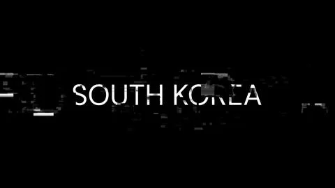 3D rendering South Korea text with screen effects of technological glitches Illustrazione stock